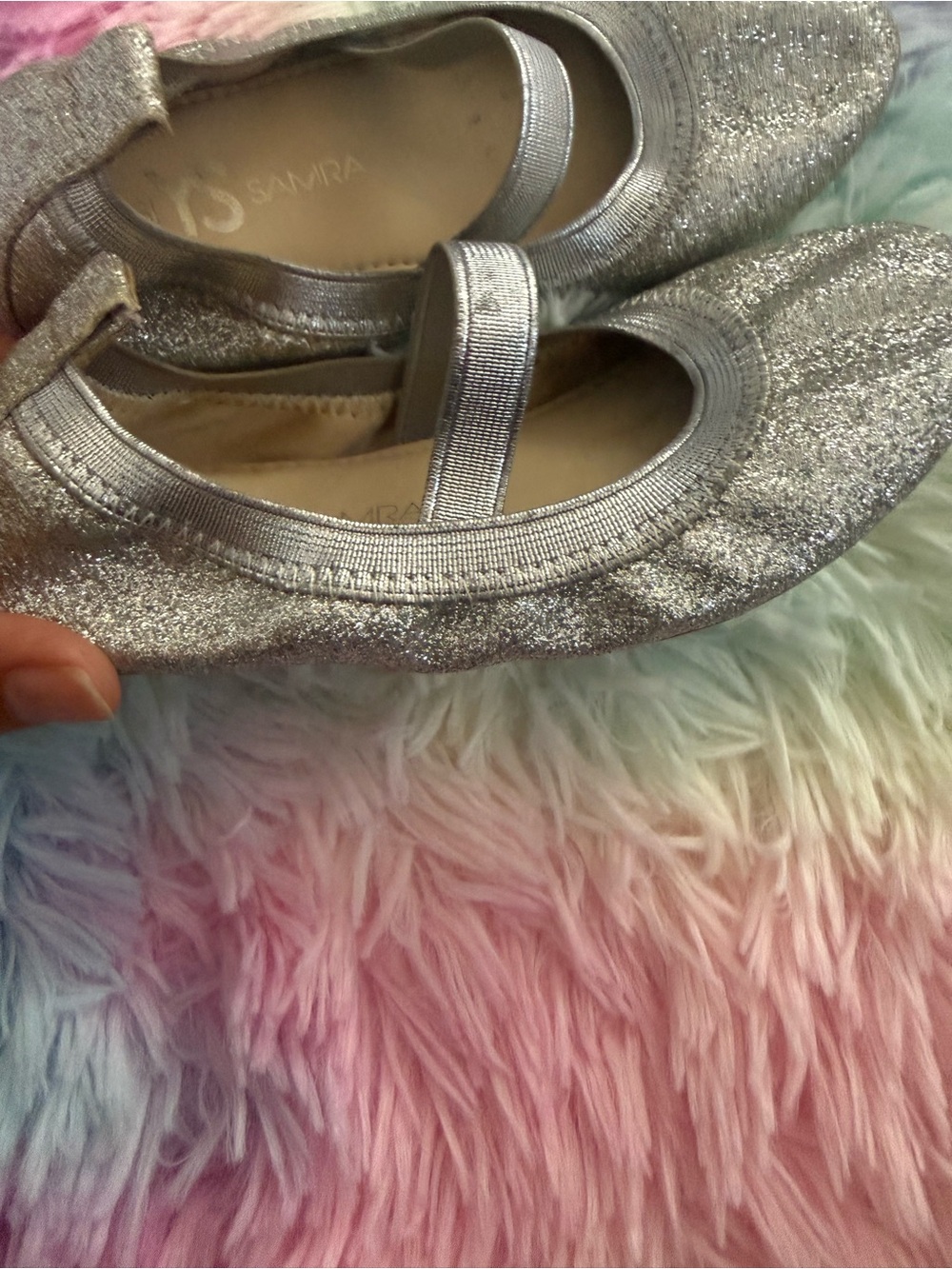 Yosi Samra Silver Glitter Mary Jane Flats for toddle Girls - Picture 5 of 8